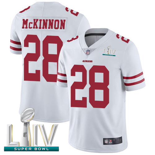 49ers #28 Jerick McKinnon White Super Bowl LIV Bound Men's Stitched Football Vapor Untouchable Limited Jersey 49ers #28 Jerick McKinnon White Super Bowl LIV Bound Men's Stitched Football Vapor Untouchable Limited Jersey