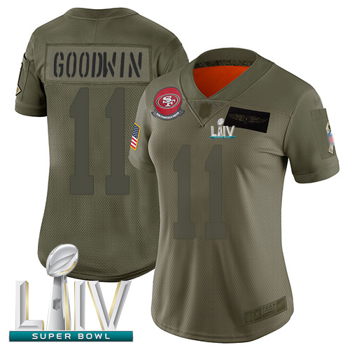 Nike 49ers #11 Marquise Goodwin Camo Super Bowl LIV Bound Women's Stitched NFL Limited 2019 Salute to Service Jersey